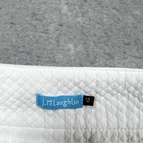 J.McLaughlin Quilted Texture Ankle Pants 100% Cotton Women’s Sz 12 White Waffle - Picture 10 of 15